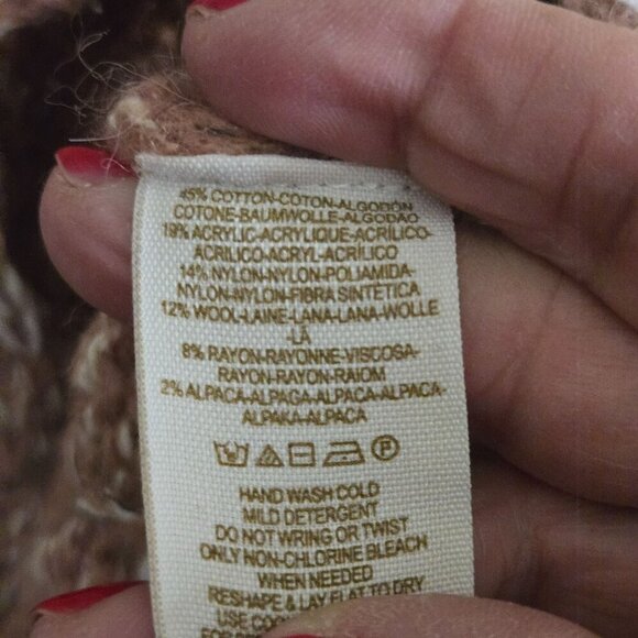 Free People Open CableKnit Bell Sleeve Marled Mauve Alpaca Blend Sweater Size S - Picture 6 of 6